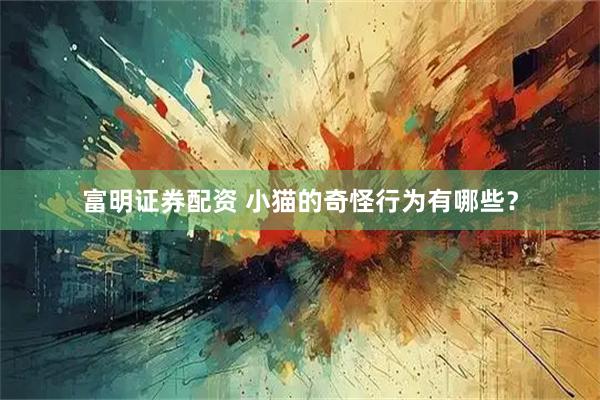 富明证券配资 小猫的奇怪行为有哪些？