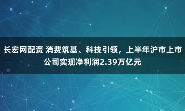 长宏网配资 消费筑基、科技引领，上半年沪市上市公司实现净利润2.39万亿元